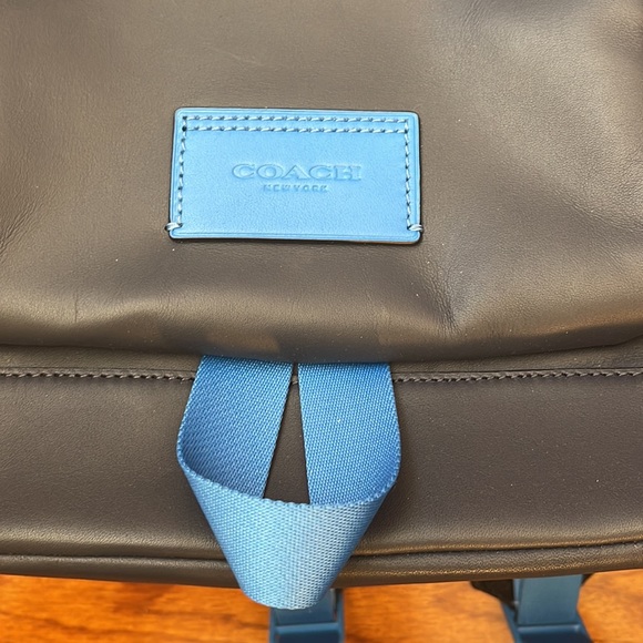 Coach Backpack leather Misnight Navy Racer Blue Drawstring & speedclip closures - Picture 10 of 15